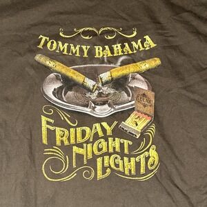 Tommy Bahama Relax Mens L Friday Night Lights Cigar Graphic T Shirt Brown Smoke